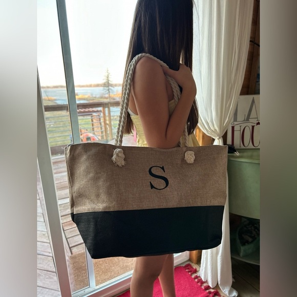 Beach Bags with Makeup Bag Travel Essential, New letter S canvas - Picture 6 of 7